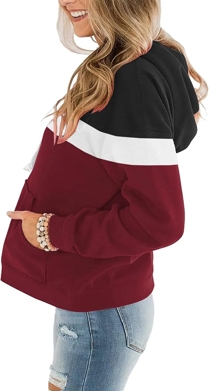Women Hoodies Pullover Casual Thin Sweatshirts with Pockets Loose Fit Long Sleeve Drawstring Design Hoody Sweatshirt