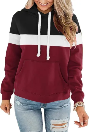 Women Hoodies Pullover Casual Thin Sweatshirts with Pockets Loose Fit Long Sleeve Drawstring Design Hoody Sweatshirt