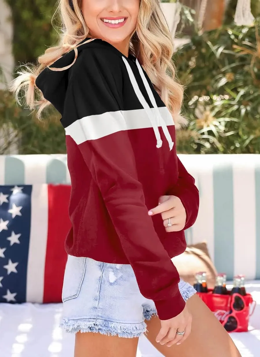 Women Hoodies Pullover Casual Thin Sweatshirts with Pockets Loose Fit Long Sleeve Drawstring Design Hoody Sweatshirt