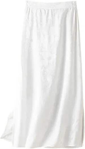 Women Mulberry Silk Skirts Solid Slim Midi Pattern Skirt Lightweight A-Line Skirt