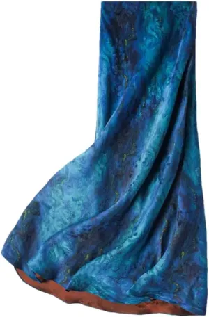 Women Mulberry Silk Slim Large Swing Skirts Print Vintage Midi A-Line Skirts Office Mermaid Skirt