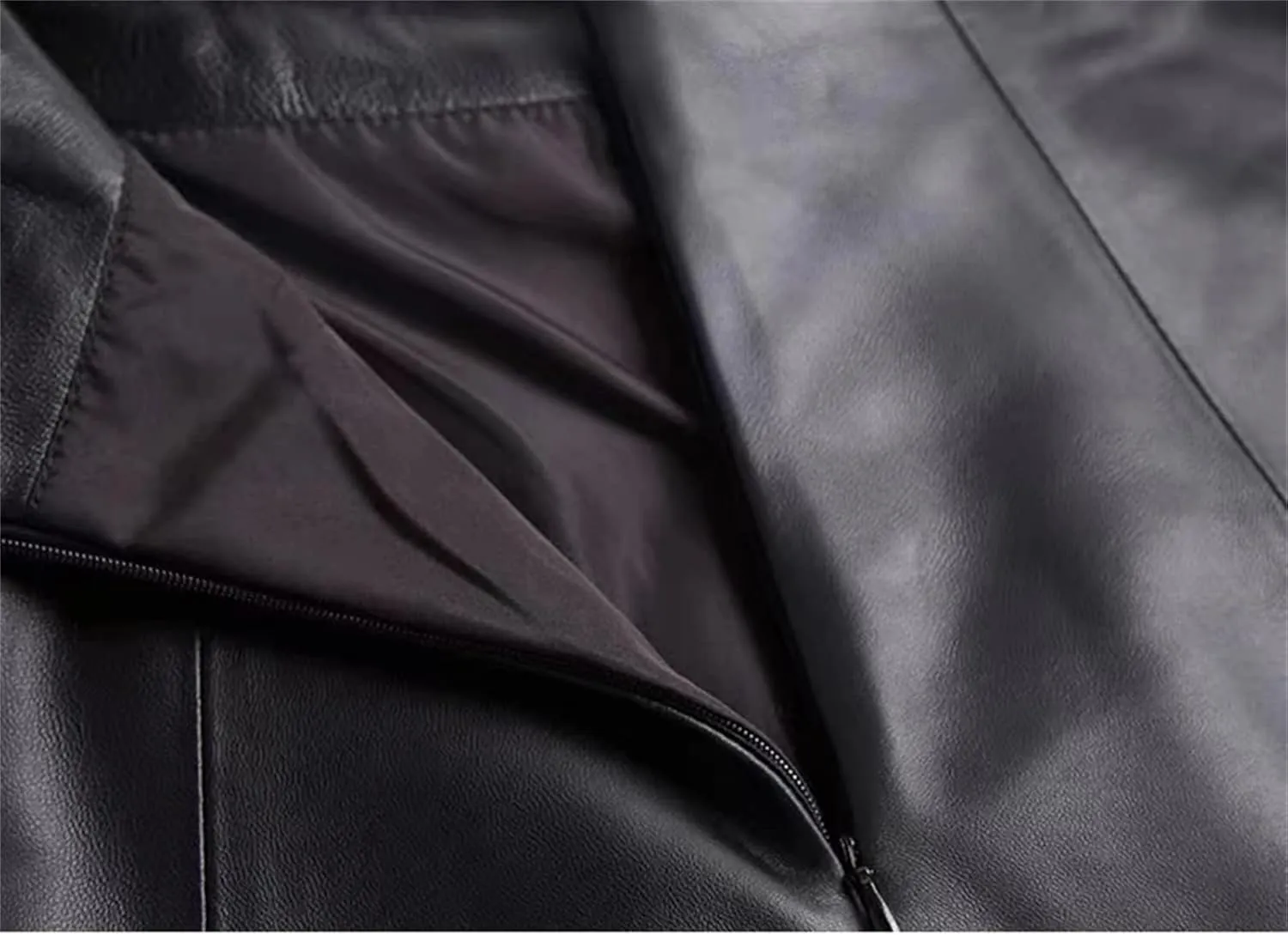 Women PU Leather High Waisted Pleated Skirt A-Line Midi Skirt for Office Work