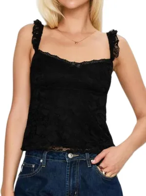 Women Y2k Floral Lace Tank Top Square Neck Ruffle Lace Camisole Fairycore Sleeveless Backless Going Out Tops