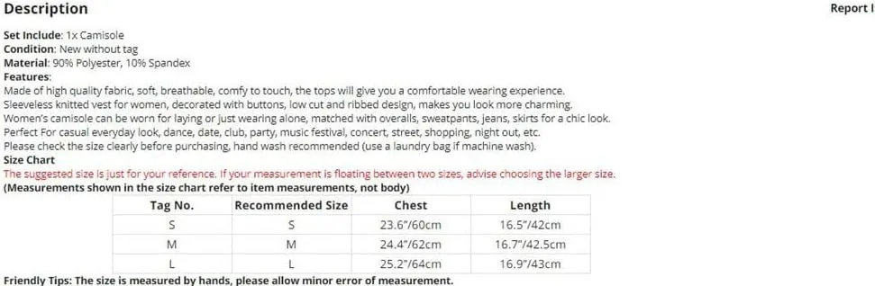 Womens Button Ribbed Knitted Camisole Low Cut Sleeveless Vest Top Solid Color Knitwear