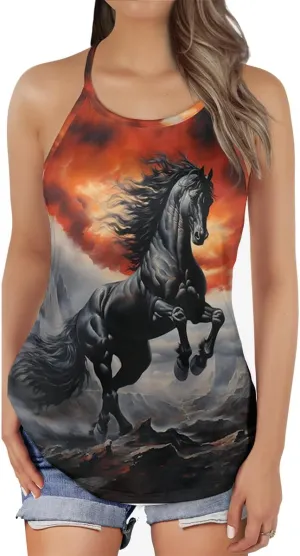 Women's Camisole Tank Tops - Horse Lover Spaghetti Strap Criss Cross Open Back Tank Summer Top for Women Series 23