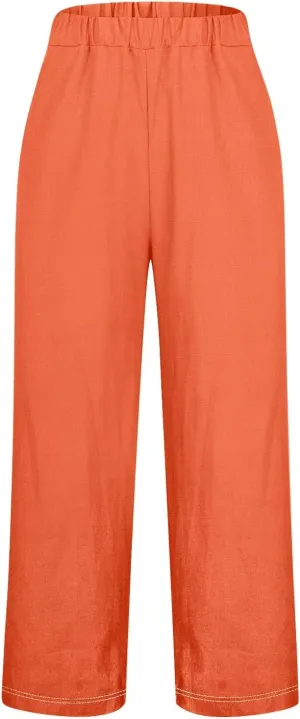 Womens Casual Cotton Linen Pants and Pants with Pocket Long Pants Wide Leg Long Lounge Pant Trousers Lounge Sets for