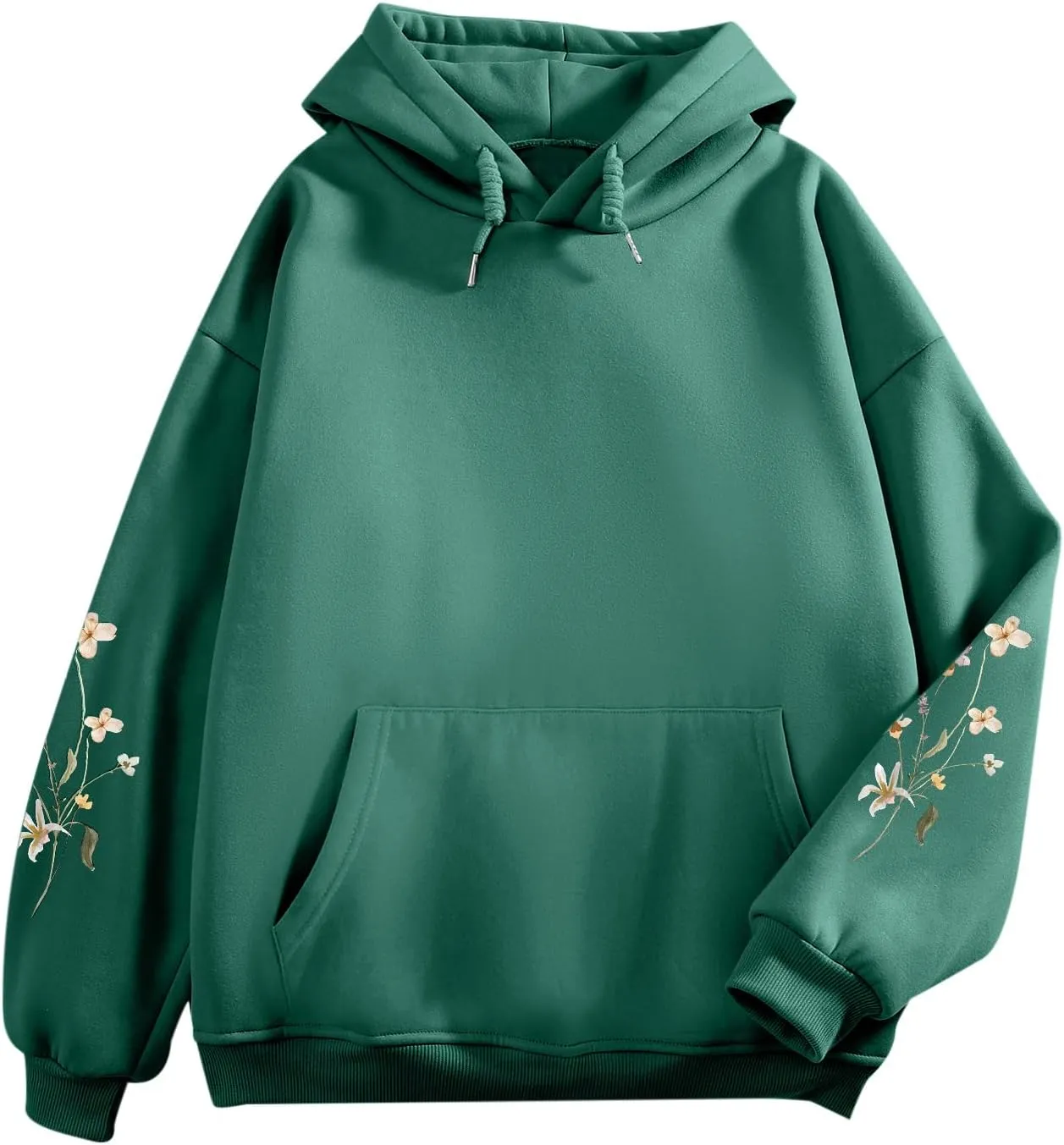 Women's Floral Printed Hoodies Vintage Aesthetic Flower Graphic Sweatshirt Cute Boho Fleece Thermal Hoodie Pullover