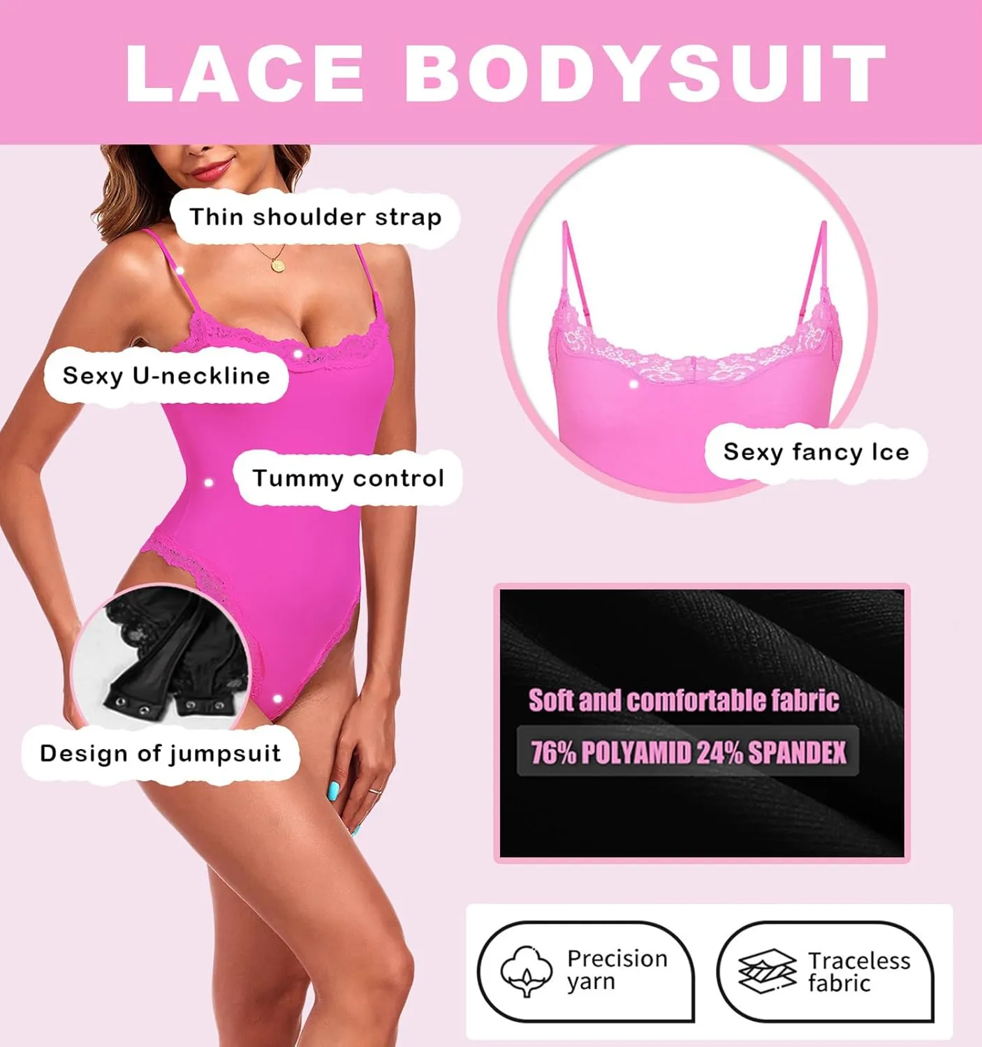 Womens Lace Bodysuit Square Neck Body Suits Sexy Backless Thong Cami Shaperwear Spaghetti Strap Sleeveless Top