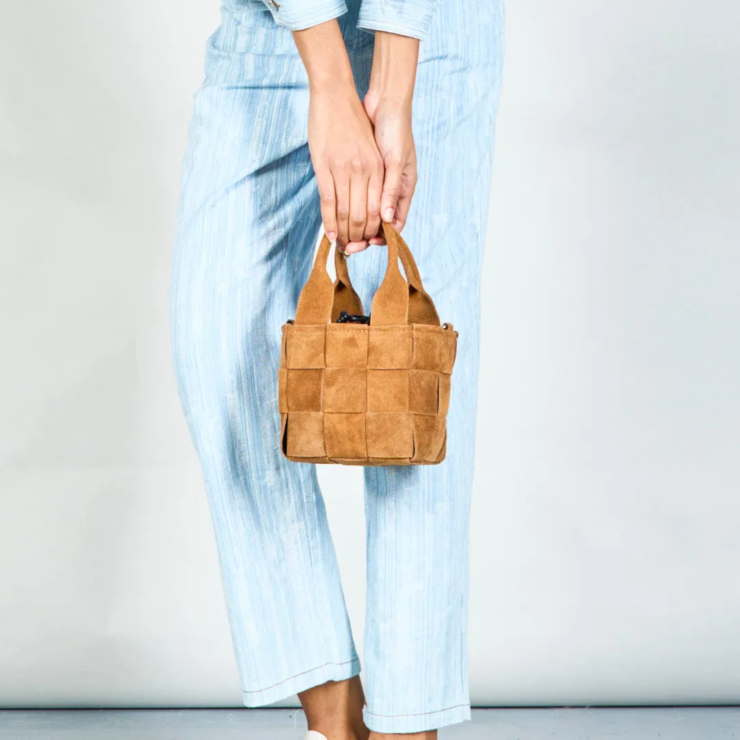 Woven mini box handbag with top handle wholesale