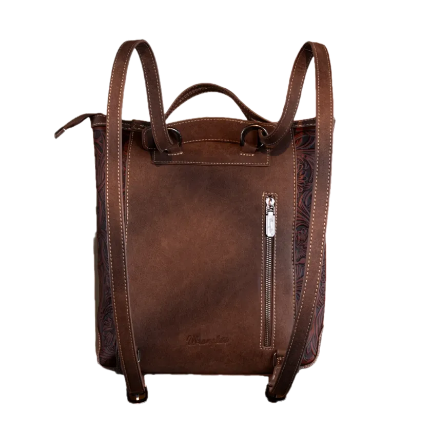 Wrangler Ladies Coffee Cowhide Convertible Crossbody Backpack WG169-9112CF