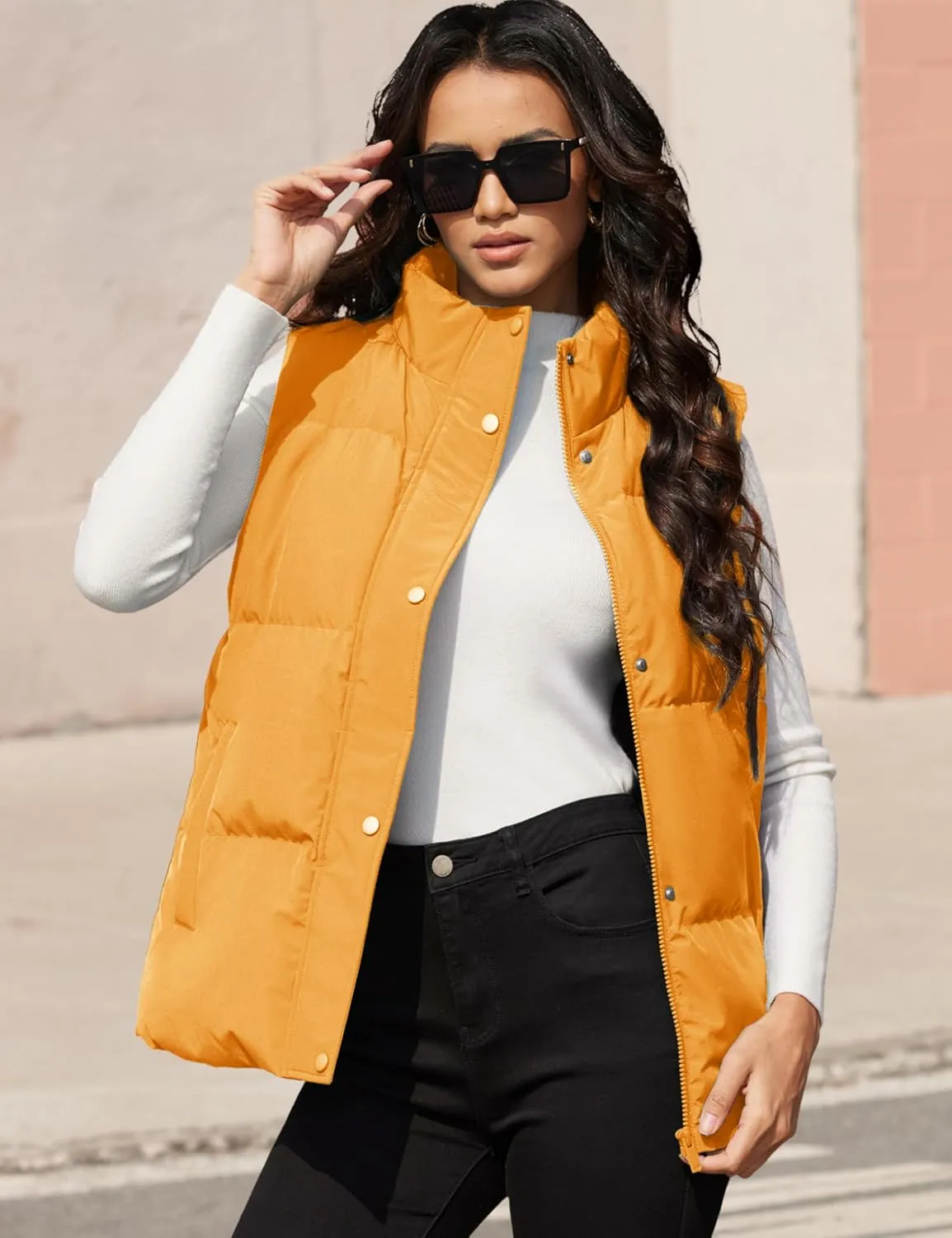 YUCOLEN Down Puffer Vest for Women Lightweight Warm Sleeveless Puffer Jacket 2024 Women Winter Trendy Puffy Vests