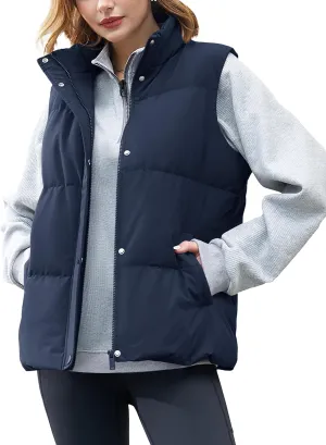 YUCOLEN Down Puffer Vest for Women Lightweight Warm Sleeveless Puffer Jacket 2024 Women Winter Trendy Puffy Vests
