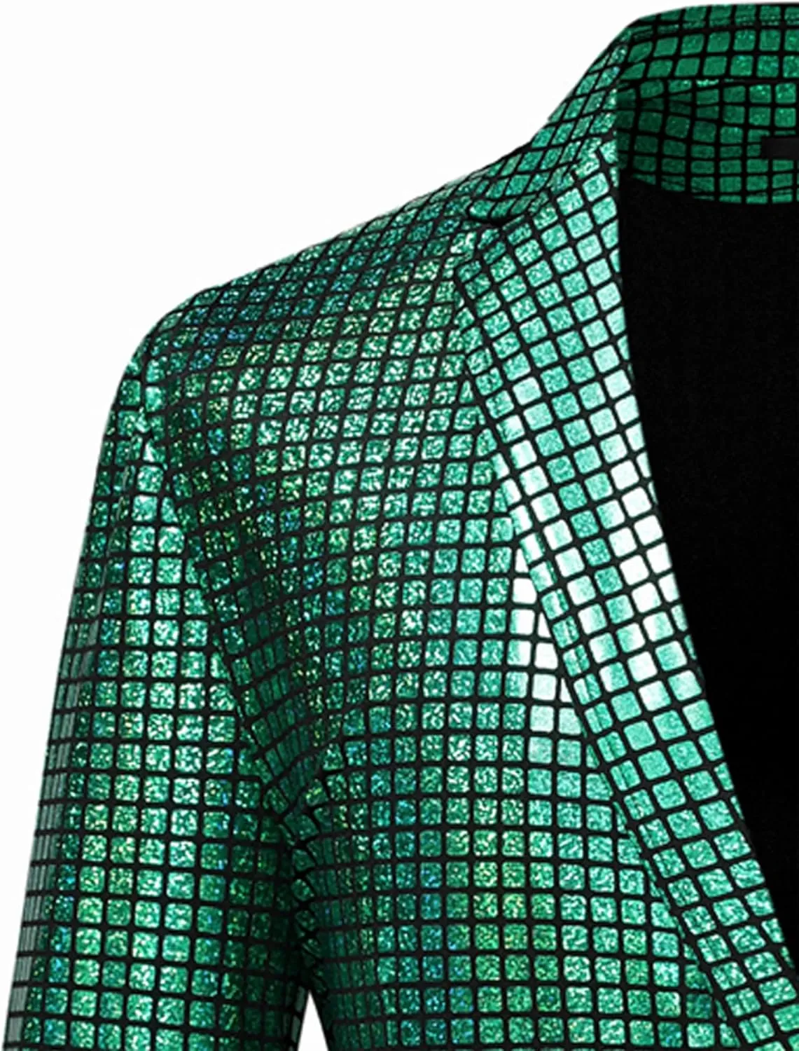 ZEROYAA Men's Metallic Shiny Suits Disco Sequin Blazer and Pants 2 Piece Sets for Party Prom