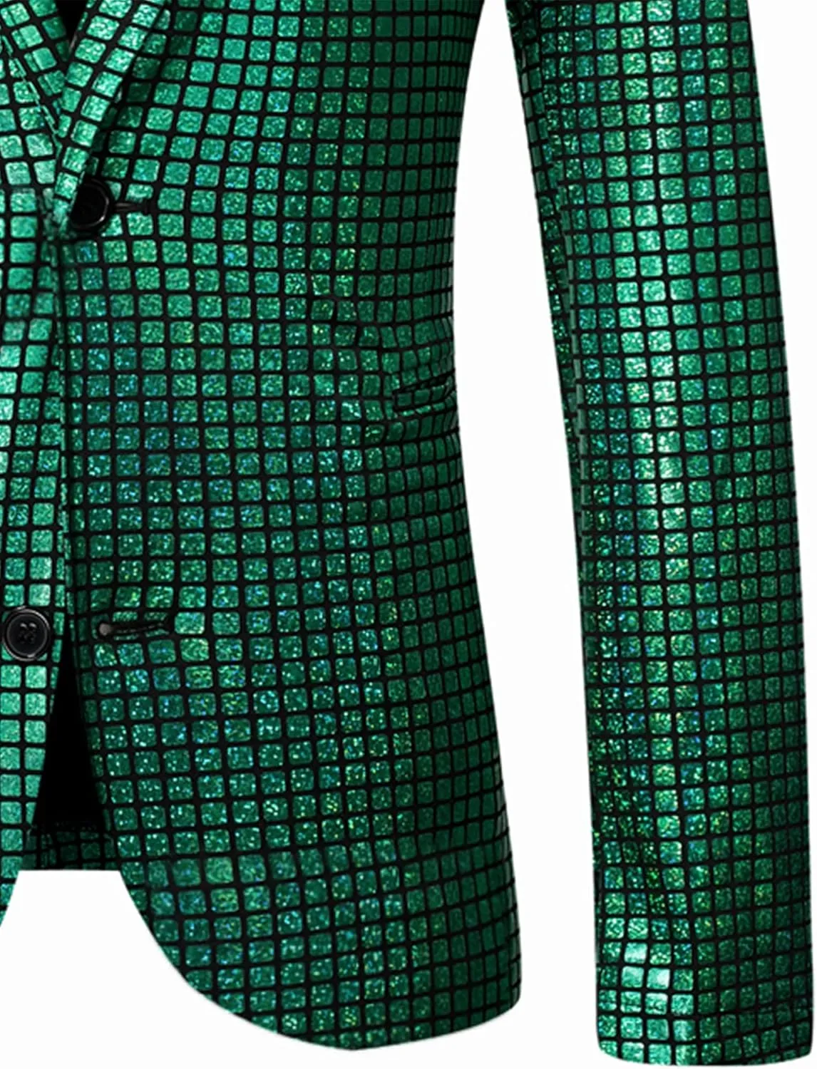 ZEROYAA Men's Metallic Shiny Suits Disco Sequin Blazer and Pants 2 Piece Sets for Party Prom