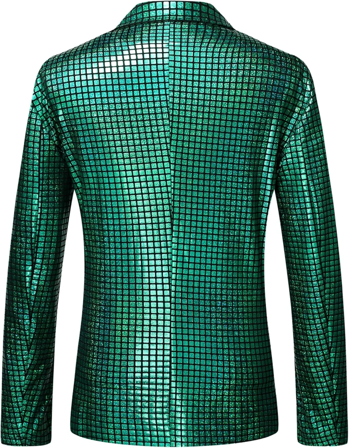 ZEROYAA Men's Metallic Shiny Suits Disco Sequin Blazer and Pants 2 Piece Sets for Party Prom