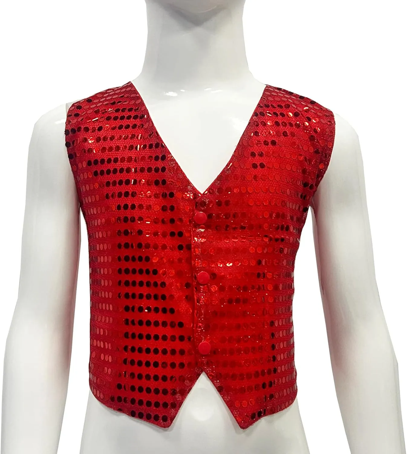 ZUYPSK Boys' Girls' Shiny Party Vests Glittery Sequined Hip-hop Jazz Dance Stage Performance Jacket Waistcoat