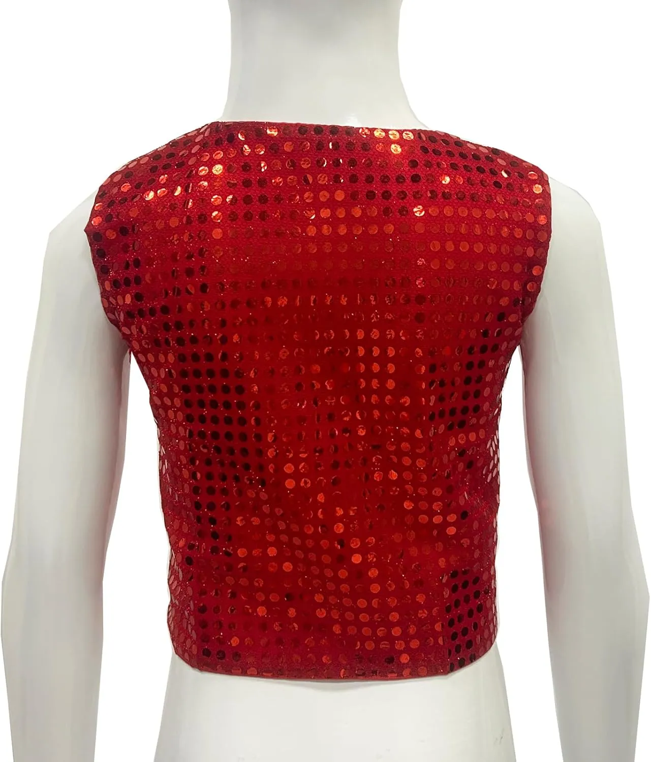 ZUYPSK Boys' Girls' Shiny Party Vests Glittery Sequined Hip-hop Jazz Dance Stage Performance Jacket Waistcoat